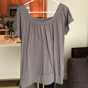 Gray Scoop Neck T-shirt with low V-neck back